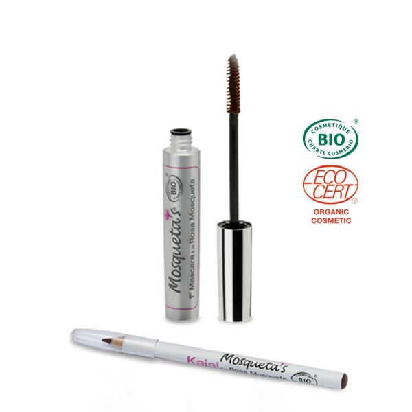 BRAUNES SET: MASCARA MIT MOSQUETA ROSE + KAJAL MIT MOSQUETA ROSE - BIO